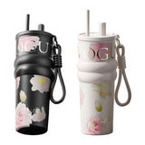 Maxbell Insulated Tumbler Wear Resistant Reusable Thermal Cup for Camping Office Gym white