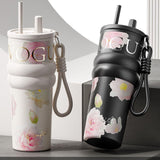 Maxbell Insulated Tumbler Wear Resistant Reusable Thermal Cup for Camping Office Gym white
