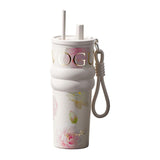 Maxbell Insulated Tumbler Wear Resistant Reusable Thermal Cup for Camping Office Gym white