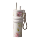 Maxbell Insulated Tumbler Wear Resistant Reusable Thermal Cup for Camping Office Gym white