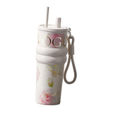 Maxbell Insulated Tumbler Wear Resistant Reusable Thermal Cup for Camping Office Gym white