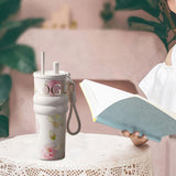 Maxbell Insulated Tumbler Wear Resistant Reusable Thermal Cup for Camping Office Gym white