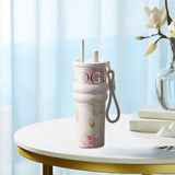 Maxbell Insulated Tumbler Wear Resistant Reusable Thermal Cup for Camping Office Gym white