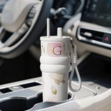 Maxbell Insulated Tumbler Wear Resistant Reusable Thermal Cup for Camping Office Gym white