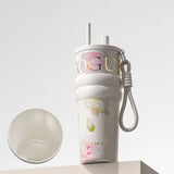 Maxbell Insulated Tumbler Wear Resistant Reusable Thermal Cup for Camping Office Gym white