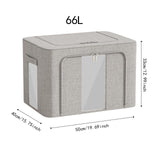 Maxbell Clothes Storage Bin Visible Closet Organizer for Blanket Clothing Bed Sheets 66L Gray
