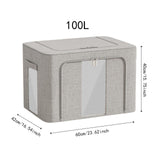 Maxbell Clothes Storage Bin Visible Closet Organizer for Blanket Clothing Bed Sheets 100L Gray