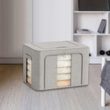 Maxbell Clothes Storage Bin Visible Closet Organizer for Blanket Clothing Bed Sheets 100L Gray
