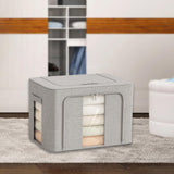 Maxbell Clothes Storage Bin Visible Closet Organizer for Blanket Clothing Bed Sheets 100L Gray