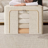 Maxbell Clothes Storage Bin Visible Closet Organizer for Blanket Clothing Bed Sheets 66L Light Yellow