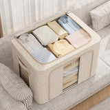 Maxbell Clothes Storage Bin Visible Closet Organizer for Blanket Clothing Bed Sheets 66L Light Yellow