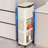 Maxbell Kitchen Trash Can with Rack Decor Garbage Bin for Pantry Dormitory Household White