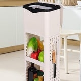 Maxbell Kitchen Trash Can with Rack Decor Garbage Bin for Pantry Dormitory Household White