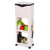 Maxbell Kitchen Trash Can with Rack Decor Garbage Bin for Pantry Dormitory Household White