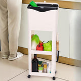 Maxbell Kitchen Trash Can with Rack Decor Garbage Bin for Pantry Dormitory Household White