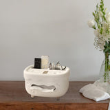 Maxbell Tissue Box Organizer Elegant with Pen Remote Control Decorative Box for Home White