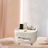 Maxbell Tissue Box Organizer Elegant with Pen Remote Control Decorative Box for Home White