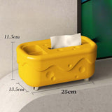 Maxbell Tissue Box Organizer Elegant with Pen Remote Control Decorative Box for Home Yellow