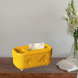 Maxbell Tissue Box Organizer Elegant with Pen Remote Control Decorative Box for Home Rectangle Yellow