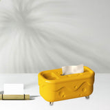 Maxbell Tissue Box Organizer Elegant with Pen Remote Control Decorative Box for Home Rectangle Yellow