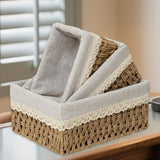 Maxbell 3x Woven Storage Baskets Handwoven Cosmetic Box for Vegetables Parties Bread