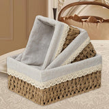 Maxbell 3x Woven Storage Baskets Handwoven Cosmetic Box for Vegetables Parties Bread
