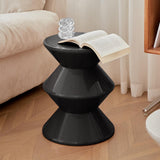 Shoe Changing Seat Side Table Hourglass Shaped Round for Living Room, Corner Black