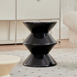 Shoe Changing Seat Side Table Hourglass Shaped Round for Living Room, Corner Black