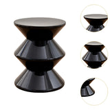 Shoe Changing Seat Side Table Hourglass Shaped Round for Living Room, Corner Black