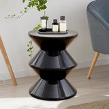 Shoe Changing Seat Side Table Hourglass Shaped Round for Living Room, Corner Black