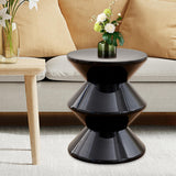 Shoe Changing Seat Side Table Hourglass Shaped Round for Living Room, Corner Black