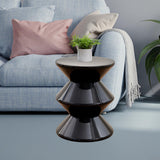 Shoe Changing Seat Side Table Hourglass Shaped Round for Living Room, Corner Black