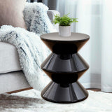 Shoe Changing Seat Side Table Hourglass Shaped Round for Living Room, Corner Black