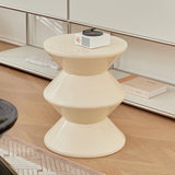 Shoe Changing Seat Side Table Hourglass Shaped Round for Living Room, Corner White