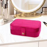 Maxbell Jewelry Box with Mirror Simple Jewelry Travel Case for Rings Earring Pendant Red