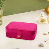 Maxbell Jewelry Box with Mirror Simple Jewelry Travel Case for Rings Earring Pendant Red