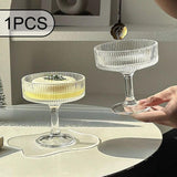 Maxbell Ribbed Coupe Glass Clear Elegant Reusable Drink Glass for Party Events Hotel