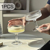 Maxbell Ribbed Coupe Glass Clear Elegant Reusable Drink Glass for Party Events Hotel