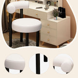 Maxbell Vanity Chair Modern with Backrest Comfortable for Dorm Living Room Apartment Black Leg