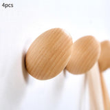 Maxbell 4Pcs Wall Hooks Garage Home Utility Ropes Robe Hat Bedroom Wooden Coat Hooks