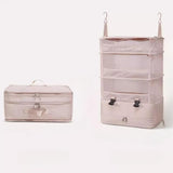 Maxbell Hanging Travel Shelves Bag Packing Cube Portable with Hook Luggage Organizer Khaki