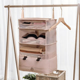 Maxbell Hanging Travel Shelves Bag Packing Cube Portable with Hook Luggage Organizer Khaki