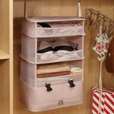 Maxbell Hanging Travel Shelves Bag Packing Cube Portable with Hook Luggage Organizer Khaki