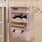 Maxbell Hanging Travel Shelves Bag Packing Cube Portable with Hook Luggage Organizer Khaki