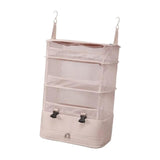 Maxbell Hanging Travel Shelves Bag Packing Cube Portable with Hook Luggage Organizer Khaki