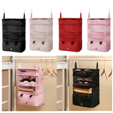 Maxbell Hanging Travel Shelves Bag Packing Cube Portable with Hook Luggage Organizer Khaki