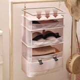 Maxbell Hanging Travel Shelves Bag Packing Cube Portable with Hook Luggage Organizer Khaki