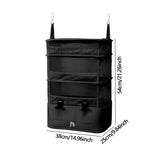 Maxbell Hanging Travel Shelves Bag Packing Cube Portable with Hook Luggage Organizer Black