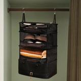 Maxbell Hanging Travel Shelves Bag Packing Cube Portable with Hook Luggage Organizer Black