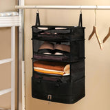 Maxbell Hanging Travel Shelves Bag Packing Cube Portable with Hook Luggage Organizer Black
